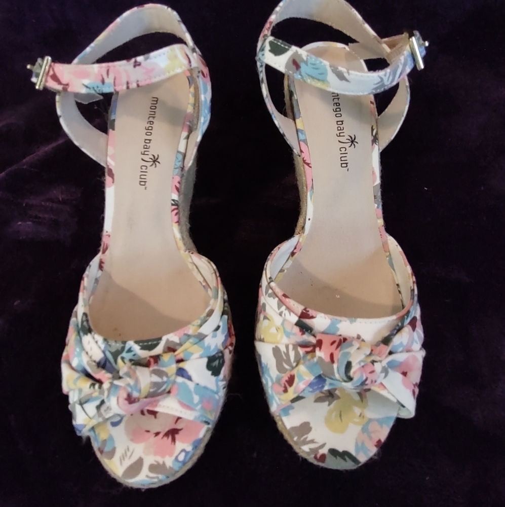 Montego Bay wedge sandals/espadrilles with floral fabric - Picture 4 of 6